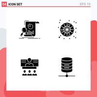 Group of 4 Modern Solid Glyphs Set for analysis conference financial spider call Editable Vector Design Elements