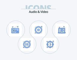 diseño de iconos del paquete de iconos azules de audio y vídeo 5. video. video. video. detener. audio vector