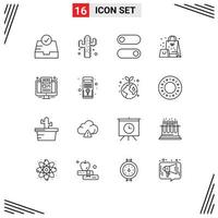 User Interface Pack of 16 Basic Outlines of computer news toggle monitor surprise Editable Vector Design Elements