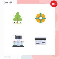 Mobile Interface Flat Icon Set of 4 Pictograms of nature life tree strategy banking Editable Vector Design Elements