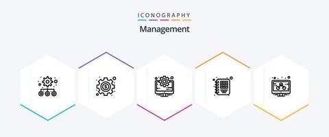 paquete de iconos de gestión de 25 líneas que incluye . marketing. gestión. gestión. gestión vector