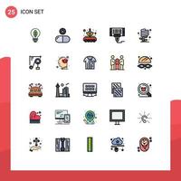 Pack of 25 Modern Filled line Flat Colors Signs and Symbols for Web Print Media such as shopping price antenna machine transfer Editable Vector Design Elements