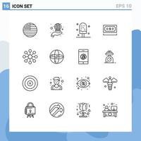 Modern Set of 16 Outlines Pictograph of note payment cold money sweet Editable Vector Design Elements