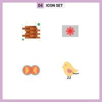 Modern Set of 4 Flat Icons Pictograph of brick dual computer gear man Editable Vector Design Elements