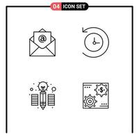 4 User Interface Line Pack of modern Signs and Symbols of email revenue backup creative earnings Editable Vector Design Elements