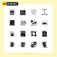 16 iconos creativos, signos y símbolos modernos de vestimenta, seguimiento de fuentes de alimentos, espacio, elementos de diseño vectorial editables vector