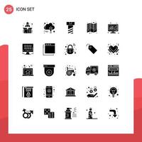 Set of 25 Modern UI Icons Symbols Signs for data management analysis bolt tri fold Editable Vector Design Elements