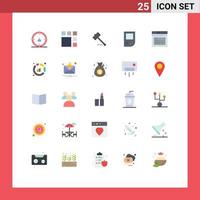 Group of 25 Modern Flat Colors Set for internet device auction console law Editable Vector Design Elements