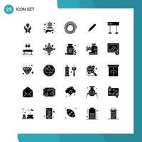 Mobile Interface Solid Glyph Set of 25 Pictograms of finish school growth study spiral Editable Vector Design Elements