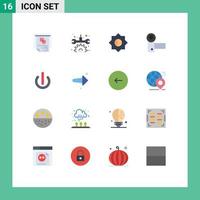 Pack of 16 creative Flat Colors of on button setting systems electronics Editable Pack of Creative Vector Design Elements