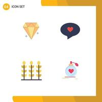 paquete de iconos de vector de stock de 4 signos y símbolos de línea para diamantes que dan joya amor matrimonio elementos de diseño de vectores editables