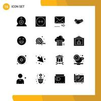 User Interface Pack of 16 Basic Solid Glyphs of emoji partner forward business deal Editable Vector Design Elements