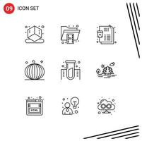 Set of 9 Modern UI Icons Symbols Signs for chemistry harvest illness fall cornucopia Editable Vector Design Elements