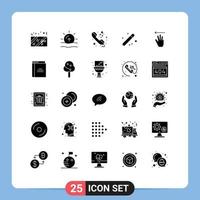 Set of 25 Commercial Solid Glyphs pack for hand cursor graphical communication graphic design Editable Vector Design Elements