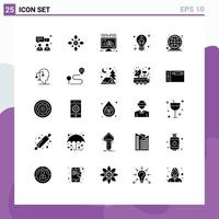 Modern Set of 25 Solid Glyphs and symbols such as male solution holi idea donate Editable Vector Design Elements