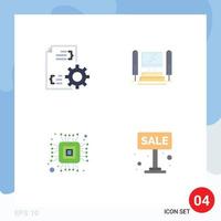 Universal Icon Symbols Group of 4 Modern Flat Icons of develop computer management server sale Editable Vector Design Elements