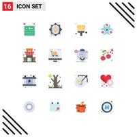 16 Universal Flat Color Signs Symbols of store building broom health biological Editable Pack of Creative Vector Design Elements