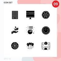 9 Creative Icons Modern Signs and Symbols of chart hand film grow tape Editable Vector Design Elements