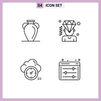 Pictogram Set of 4 Simple Filledline Flat Colors of culture dashboard nation man timer Editable Vector Design Elements