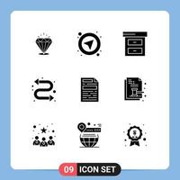 9 Thematic Vector Solid Glyphs and Editable Symbols of auction document archive file repeat Editable Vector Design Elements