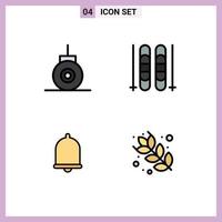 Set of 4 Modern UI Icons Symbols Signs for bathyscaph sound ice alert food Editable Vector Design Elements