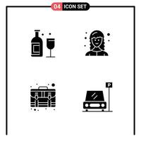 User Interface Pack of Basic Solid Glyphs of alcohol business whiskey female web developer suitcase Editable Vector Design Elements