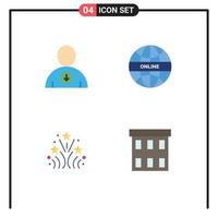 Group of 4 Modern Flat Icons Set for down love global world building Editable Vector Design Elements