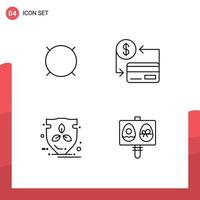 Universal Icon Symbols Group of 4 Modern Filledline Flat Colors of generic money eco generic cashless protection Editable Vector Design Elements