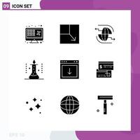 Modern Set of 9 Solid Glyphs Pictograph of science lab science connect laboratory research arrow Editable Vector Design Elements