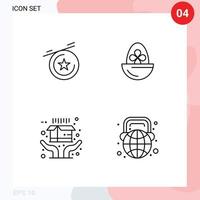 Set of 4 Modern UI Icons Symbols Signs for star shipping boiled egg food globe Editable Vector Design Elements