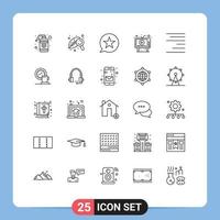 25 iconos creativos signos y símbolos modernos de elementos de diseño vectorial editables de estrellas publicitarias de burbujas de medios de pantalla vector