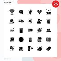 Universal Icon Symbols Group of 25 Modern Solid Glyphs of star box pollution heartflag flg Editable Vector Design Elements