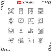 Group of 16 Outlines Signs and Symbols for dangling earrings style setting sheet working desk Editable Vector Design Elements