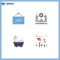 Set of 4 Commercial Flat Icons pack for commerce home signboard web shower Editable Vector Design Elements