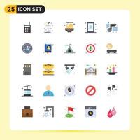 Set of 25 Modern UI Icons Symbols Signs for music technology ice smartphone spaghetti Editable Vector Design Elements