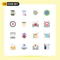 Universal Icon Symbols Group of 16 Modern Flat Colors of computing pointer focus map target Editable Pack of Creative Vector Design Elements