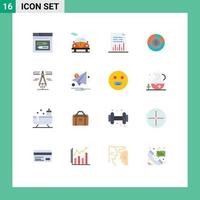 Group of 16 Modern Flat Colors Set for finance budget analytics analysis graph Editable Pack of Creative Vector Design Elements