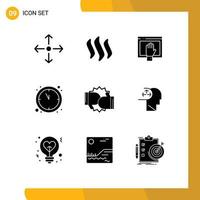 9 User Interface Solid Glyph Pack of modern Signs and Symbols of boxing new year access countdown open Editable Vector Design Elements