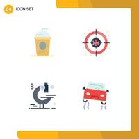 Set of 4 Commercial Flat Icons pack for cake examination holiday cyber research Editable Vector Design Elements