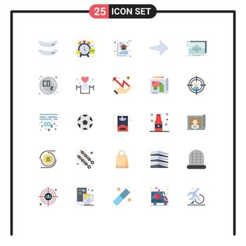 Editable Vector Line Pack of 25 Simple Flat Colors of sequence frequency data audio arrow Editable Vector Design Elements