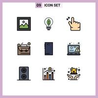 Stock Vector Icon Pack of 9 Line Signs and Symbols for android phone gesture dollar budget Editable Vector Design Elements