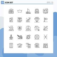 25 Universal Line Signs Symbols of screen travel crypto currency transport rescue Editable Vector Design Elements