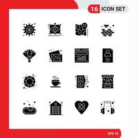 Modern Set of 16 Solid Glyphs and symbols such as problem logic sketching destination location Editable Vector Design Elements