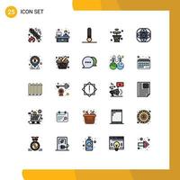 Modern Set of 25 Filled line Flat Colors and symbols such as connection wifi brush things iot Editable Vector Design Elements