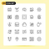 Line Pack of 25 Universal Symbols of network layout spring lock weather Editable Vector Design Elements