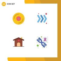 conjunto de 4 iconos planos vectoriales en cuadrícula para elementos de diseño vectorial editables de cd boda flecha hogar genética vector