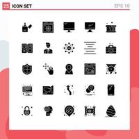 Set of 25 Modern UI Icons Symbols Signs for meal bread computer baking pc Editable Vector Design Elements