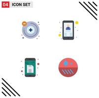 Pictogram Set of 4 Simple Flat Icons of atoms file contact boss up Editable Vector Design Elements