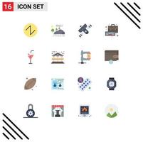 Group of 16 Modern Flat Colors Set for beach management broadcast bag transmitter Editable Pack of Creative Vector Design Elements