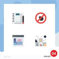 Set of 4 Commercial Flat Icons pack for jotter graphics stationery no home Editable Vector Design Elements